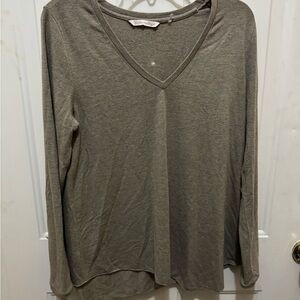 Soft Surroundings Taupe Long Sleeve V-Neck Top